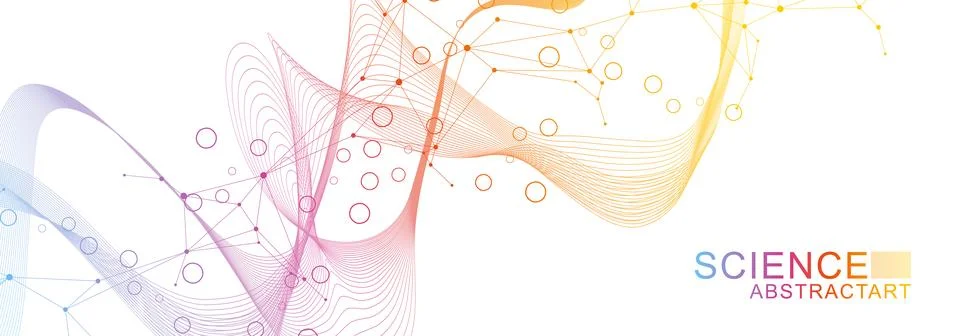 Molecular structure and genetic engineering, atom, neural network, neurons, DNA Stock Illustration