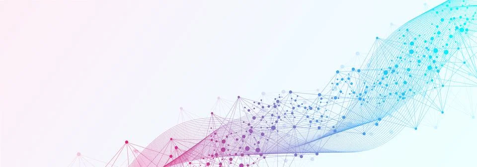 Molecular structure and genetic engineering, atom, neural network, neurons, DNA Illustrazione stock