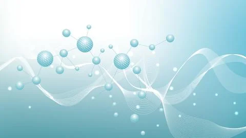 Molecular structure and genetic engineering, atom, neural network, neurons, DNA Illustrazione stock