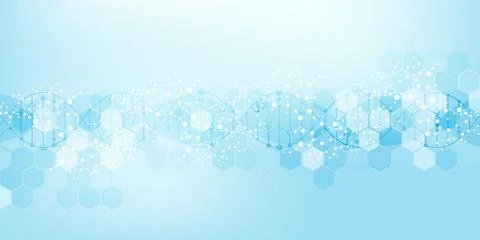 Molecular structure and genetic engineering, atom, neural network, neurons, DNA Stock Illustration