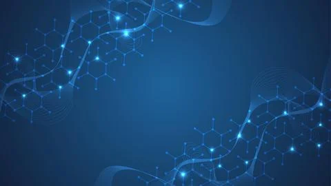 Molecular structure and genetic engineering, atom, neural network, neurons, DNA イラスト素材