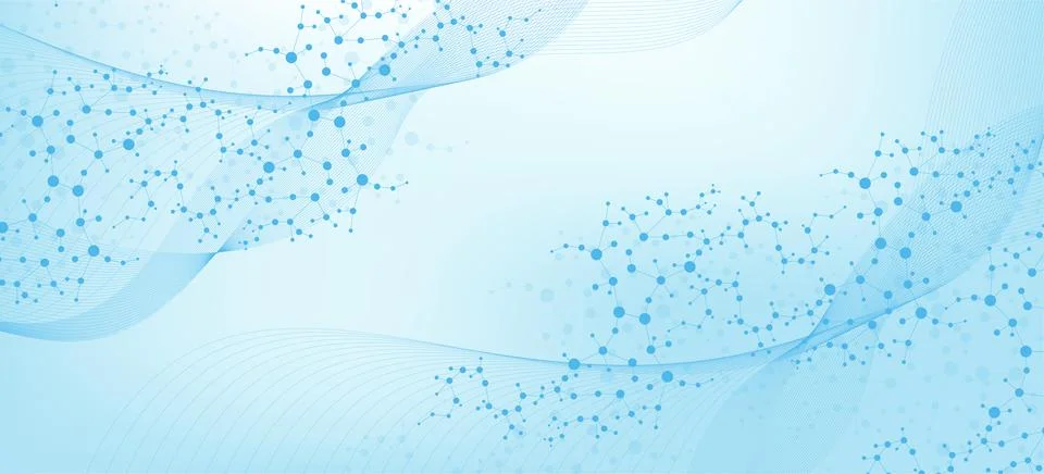 Molecular structure and genetic engineering, atom, neural network, neurons, DNA Stock Illustration