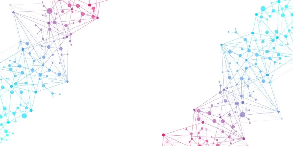 Molecular structure and genetic engineering, atom, neural network, neurons, DNA Stock Illustration