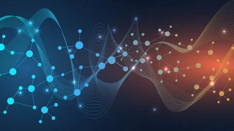 Molecular structure and genetic engineering, atom, neural network, neurons, DNA 스톡 일러스트