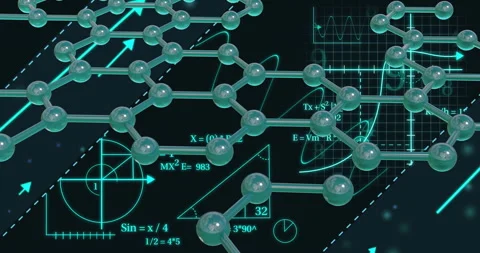 Molecular structure and mathematical equations, scientific data processing 動画素材 307661440