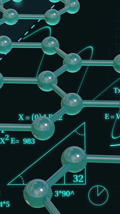 Molecular structure and mathematical equations, scientific data processing Video stock 323780778