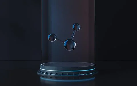 Molecular structure and stage, 3d rendering. Stock Illustration