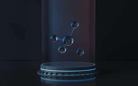 Molecular structure and stage, 3d rendering. Stock Illustration