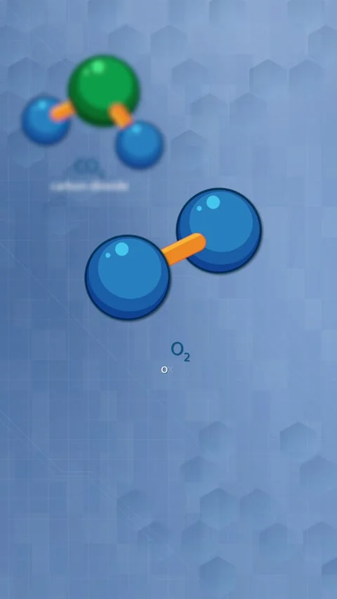 Molecular Structure Animation: Carbon Dioxide, Oxygen, and Water Formation Stock Footage 318339792