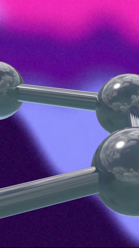 Molecular structure animation over vibrant pink and purple gradient background Stock Footage 342015594