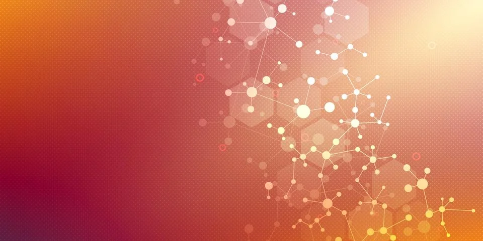 Molecular structure background and communication. Abstract background with mo Stock Illustration