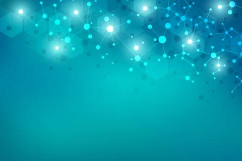Molecular structure background and communication. Abstract background with mo Stock Illustration