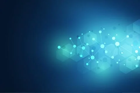 Molecular structure background and communication. Abstract background with mo Stock Illustration