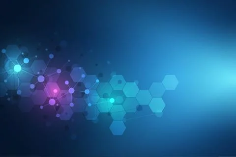 Molecular structure background and communication. Abstract background with mo Stock Illustration