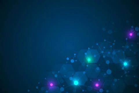 Molecular structure background and communication. Abstract background with mo Stock Illustration