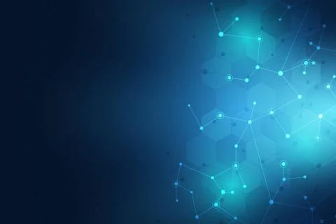 Molecular structure background and communication. Abstract background with mo Stock Illustration