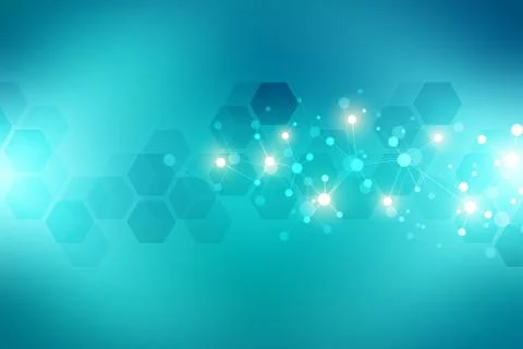 Molecular structure background and communication. Abstract background with mo Stock Illustration