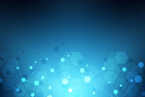 Molecular structure background and communication. Abstract background with mo Stock Illustration