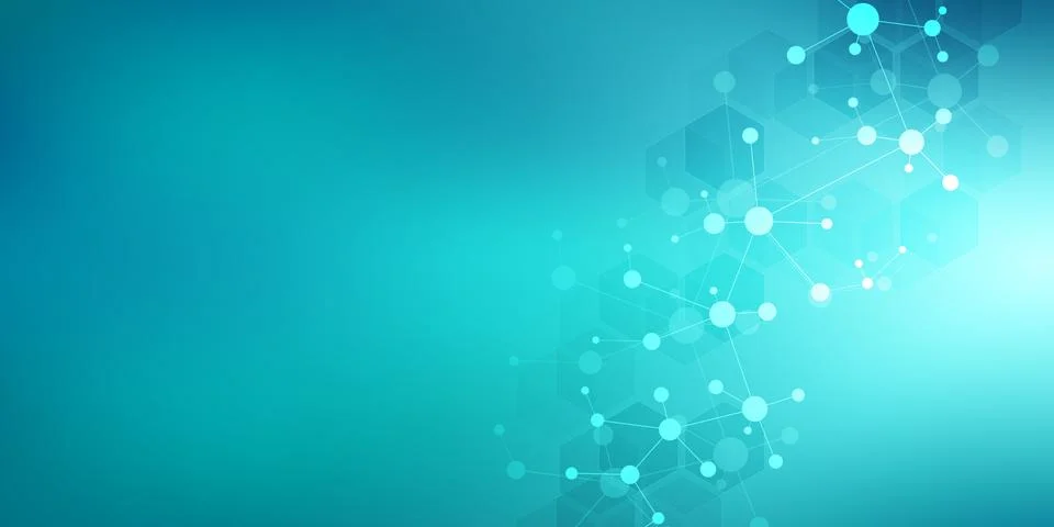 Molecular structure background and communication. Abstract background with mo Stock Illustration