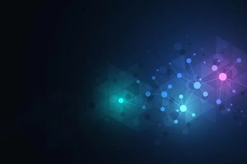 Molecular structure background and communication. Abstract background with mo Stock Illustration