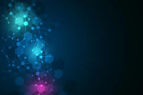 Molecular structure background and communication. Abstract background with mo Stock Illustration