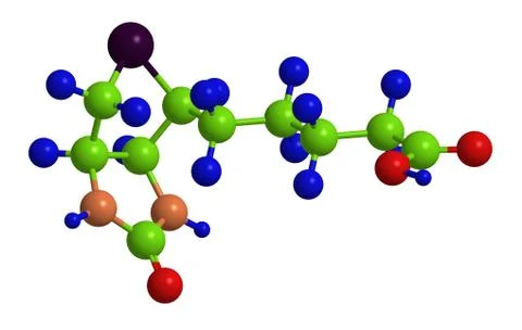 Molecular structure of biotin (so called vitamin B7, vitamin H or coenzyme R) Stock Illustration