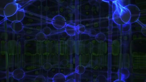 Molecular Structure Blue Glowing Grid for Futuristic Technology Presentatio.. Stock Footage 343729775
