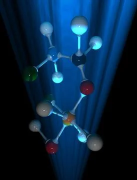 Molecular structure in blue light rays Illustrazione stock
