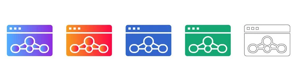 Molecular Structure Browser Interface Icon Set 스톡 일러스트
