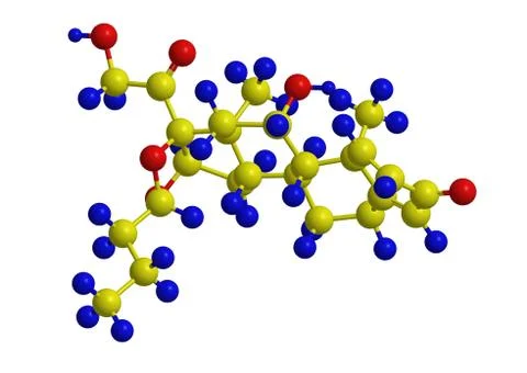 Molecular structure of Budesonide (Pulmicort) -  steroid medication Stock Illustration