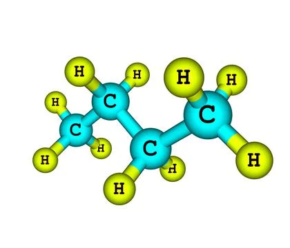 Molecular structure of butane on white Stock Illustration