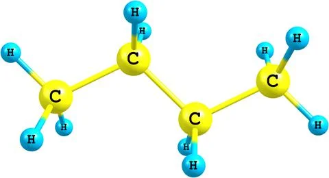 Molecular structure of butane on white Stock Illustration