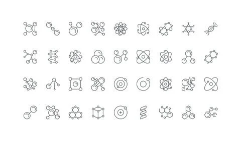 Molecular structure, cell and network of chemical compound, molecule, atom line Stock Illustration