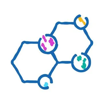 Molecular structure connecting different cell elements Illustrazione stock