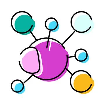 Molecular structure connecting different elements and data points Stock Illustration