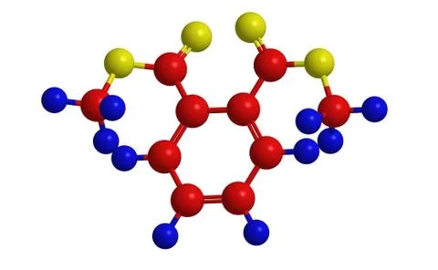 Molecular structure of  dimethylphthalate - example of phthalate, chemical co Stock Illustration