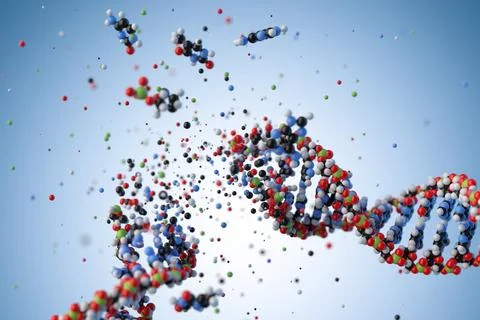 Molecular structure of DNA. 3D rendering. Stock Illustration