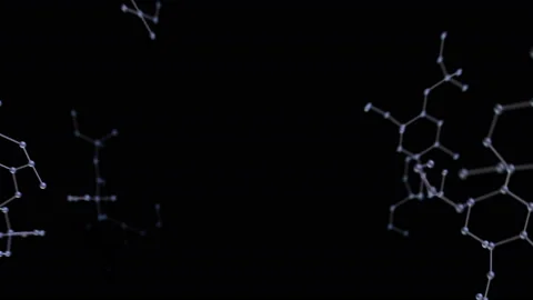 Molecular structure Dv2 black 4k Stockbeeldmateriaal 113015331