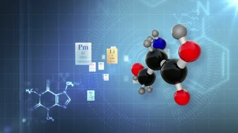 Molecular Structure with elements of Periodic table and chemical formulas Stock-Footage 10903405