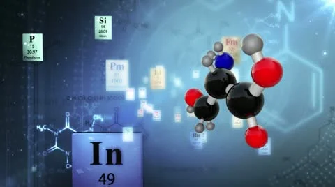 Molecular Structure with elements of Periodic table and chemical formulas Stock-Footage 10903425