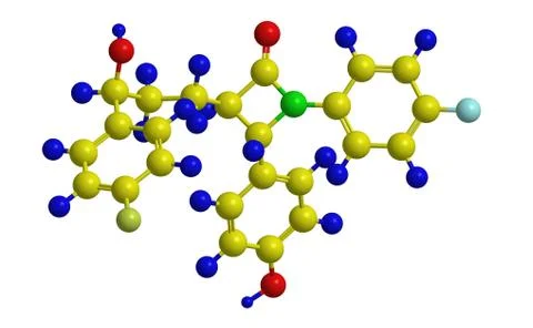 Molecular structure of Ezetimibe (Simvastatin, Vytorin) -  drug that lowers p Stock Illustration