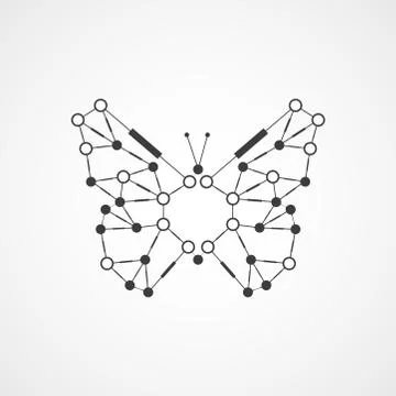 Molecular structure in the form of butterfly 写真素材