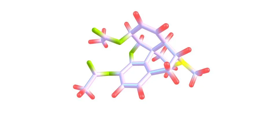 Molecular structure of Heroin on white background Stock Illustration
