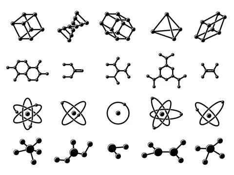 Molecular structure. Hexagon dna molecule, logo connected molecules. Chemistry Illustrazione stock