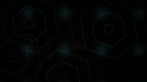 Molecular structure with hexagons and dots on black background. Stock Footage 336702799