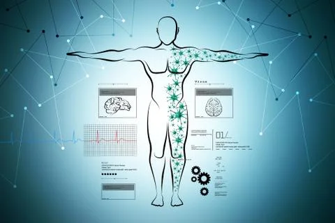 Molecular structure of human body Illustrazione stock