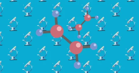 Molecular structure icon against blue background Stock-Footage 138880107