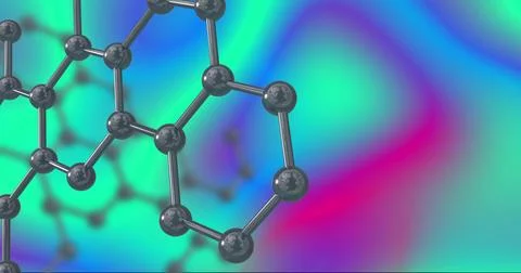 Molecular structure image over colorful abstract background Stock Illustration