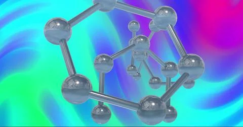 Molecular structure image over vibrant, colorful gradient background Stock Illustration