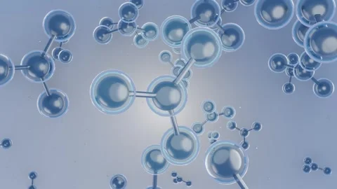 Molecular structure with interconnected spheres and subtle water droplets Vidéo 332509933